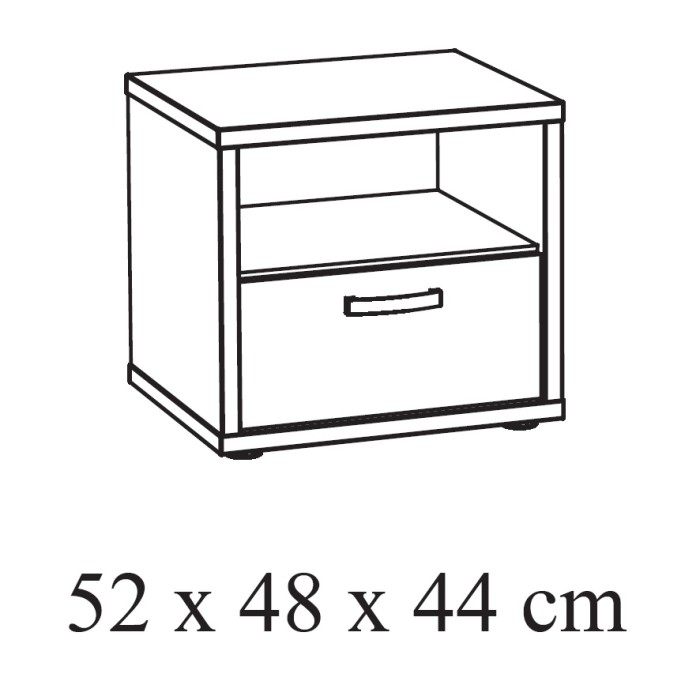 Table de chevet MEGEVE – 1 tiroir + 1 niche – Chêne doré