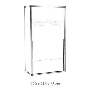 Armoire 2 portes coulissantes MEGEVE – Chêne doré – Style scandinave robuste