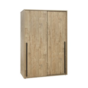 Armoire 2 portes coulissantes MEGEVE – L150 cm – Chêne doré – Style scandinave robuste