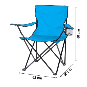 Fauteuil de jardin pliable en tissu bleu turquoise 82x50x60cm