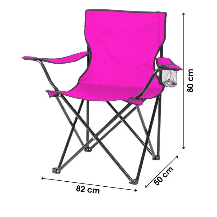 Fauteuil de jardin pliable en tissu rose fuchsia 82x50x60cm