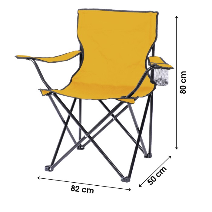 Fauteuil de jardin pliable en tissu jaune 82x50x60cm