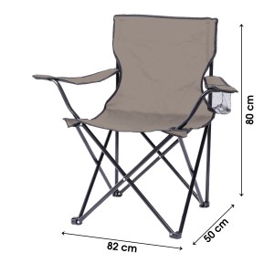 Fauteuil de jardin pliable en tissu coloris taupe 82x50x60cm
