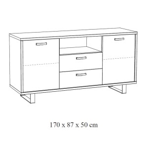 Buffet NEWTON 170 cm – 2 portes, 2 tiroirs – Chêne clair – Design robuste
