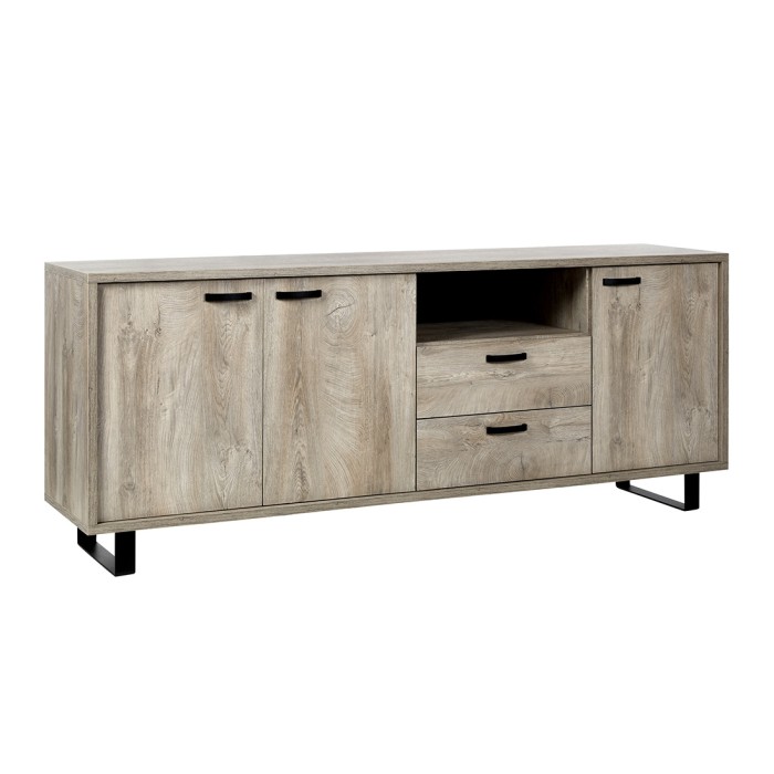 Buffet NEWTON XL 220 cm – 3 portes, 2 tiroirs – Chêne clair – Style design
