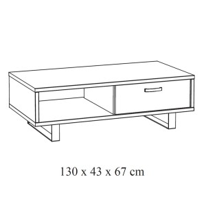Table basse robuste collection NEWTON Coloris chêne clair. Pieds en métal noir.