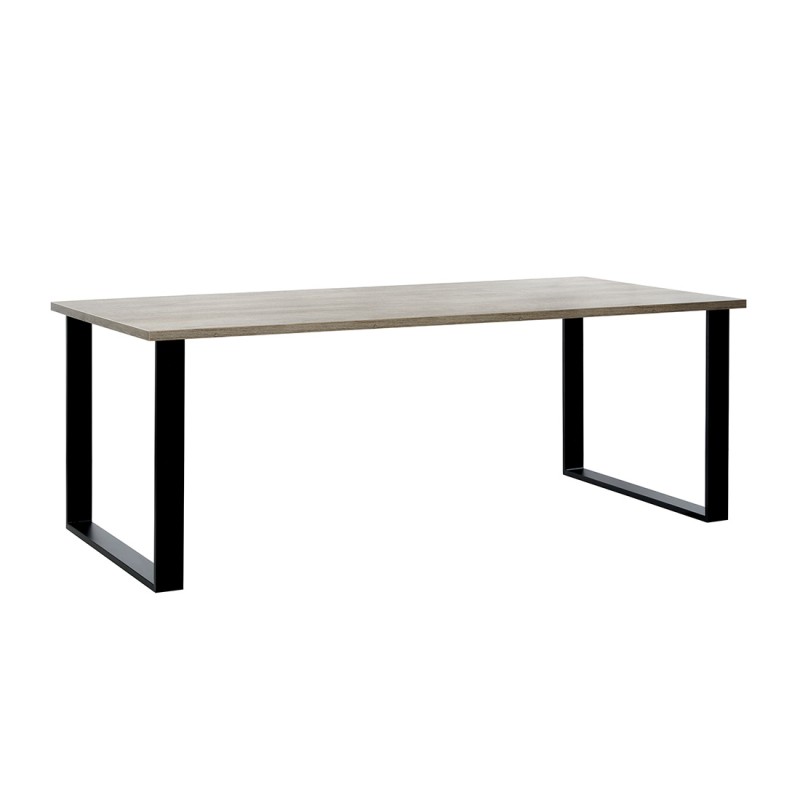 Table à manger NEWTON – 10 personnes – Chêne clair et pieds métal – Design contemporain