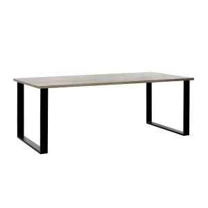Table à manger NEWTON – 10 personnes – Chêne clair et pieds métal – Design contemporain