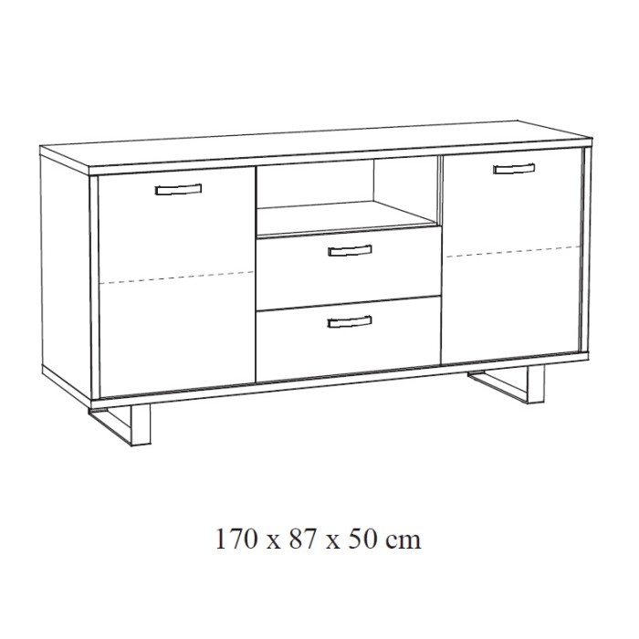 Buffet NEWTON 170 cm – 2 portes, 2 tiroirs – Chêne doré – Design moderne