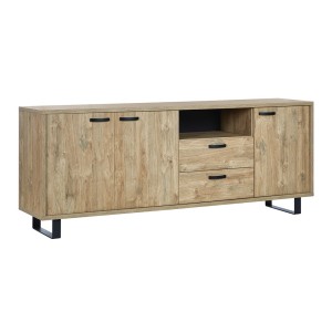 Buffet NEWTON XL 220 cm – 3 portes, 2 tiroirs – Chêne doré – Design moderne