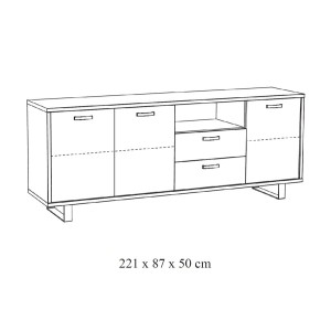 Buffet NEWTON XL 220 cm – 3 portes, 2 tiroirs – Chêne doré – Design moderne
