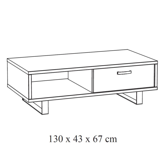 Table basse robuste collection NEWTON Coloris chêne doré. Pieds en métal noir
