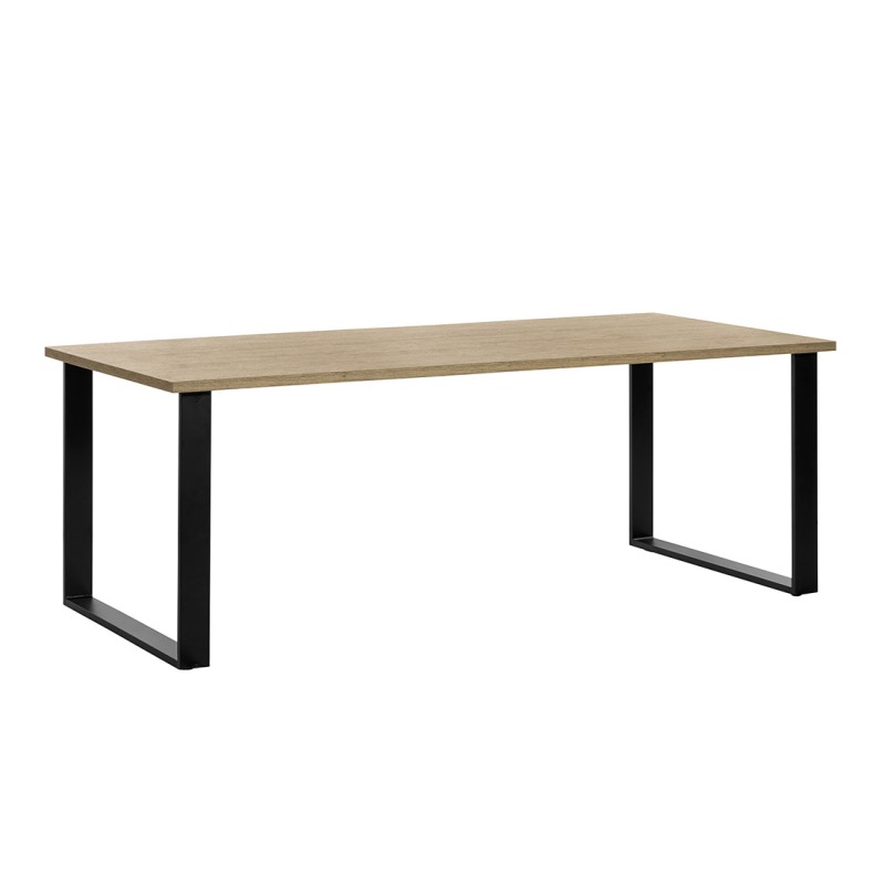Table à manger NEWTON – 10 personnes – Chêne doré et pieds métal – Design moderne