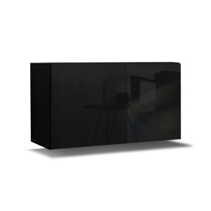 Ensemble de meubles de salon blanc et noir suspendus collection CEPTO XVI 249cm, 8 meubles, modulables.