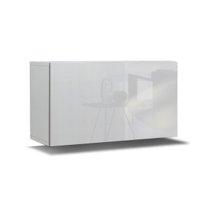 Ensemble de meubles de salon noir et blanc suspendus collection CEPTO XVI 249cm, 8 meubles, modulables.