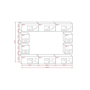Ensemble de meubles de salon noir suspendus collection CEPTO XVII 249cm, 10 meubles, leds, modulables.