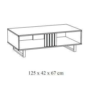 Table basse robuste collection LOFT Coloris chêne clair. Pieds en métal noir