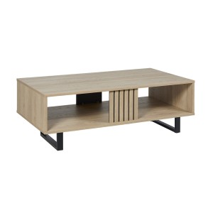 Table basse robuste collection LOFT Coloris chêne clair. Pieds en métal noir