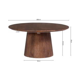 Table basse ronde collection RIMBAUD effet bois brun clair diamètre 80 cm