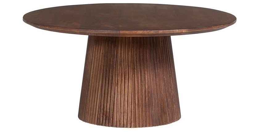 Table basse ronde collection RIMBAUD effet bois brun clair diamètre 80 cm