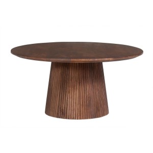 Table basse ronde collection RIMBAUD effet bois brun clair diamètre 80 cm
