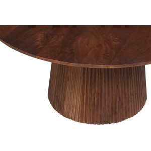 Table basse ronde collection RIMBAUD effet bois brun clair diamètre 80 cm