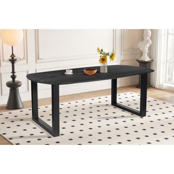 Table à manger FRANCHIA en bois massif exotique mangolia noir - L220cm