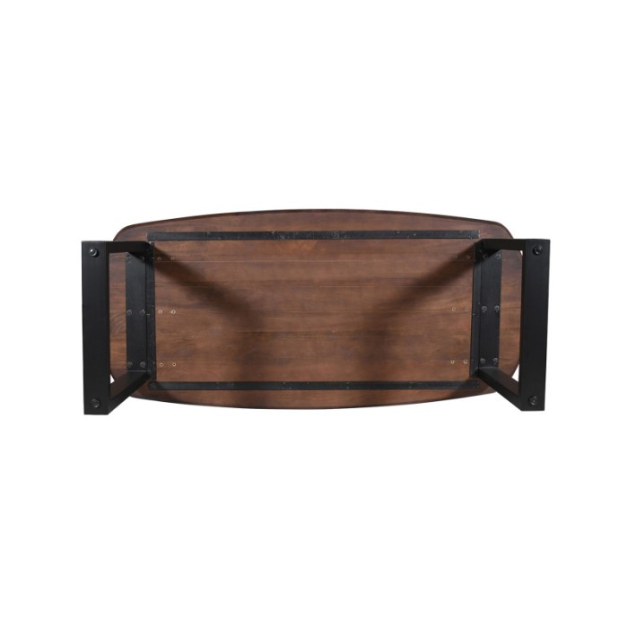 Table à manger FRANCHIA en bois massif exotique mangolia brun - L220cm