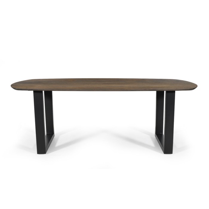 Table à manger FRANCHIA en bois massif exotique mangolia vieilli - L220cm