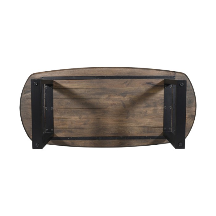 Table à manger FRANCHIA en bois massif exotique mangolia vieilli - L220cm