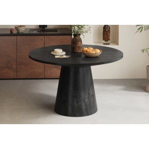 Table ronde collection FRANCHIA en bois exotique de mangolia noir diamètre 130 cm