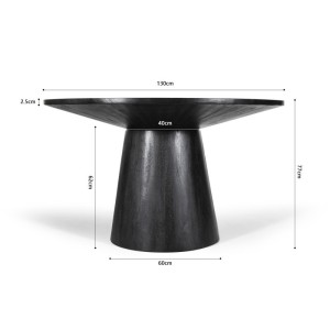Table ronde collection FRANCHIA en bois exotique de mangolia noir diamètre 130 cm