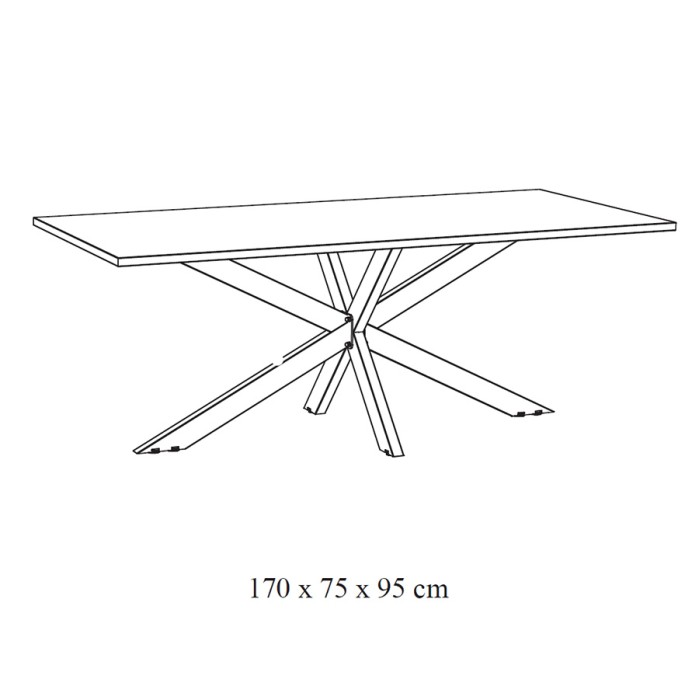 Table 8 personnes pour salle à manger collection LOFT coloris chêne clair. Pieds en métal.