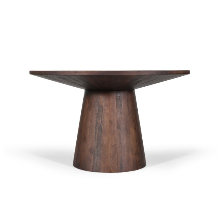 Table ronde collection FRANCHIA en bois exotique de mangolia brun diamètre 130 cm