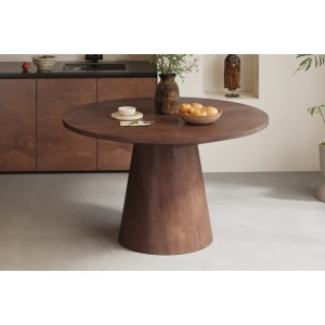 Table ronde collection FRANCHIA en bois exotique de mangolia brun diamètre 130 cm