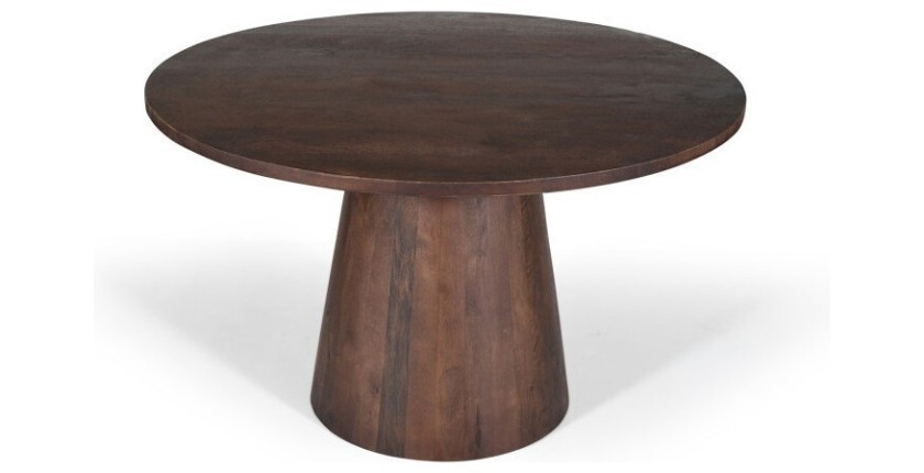 Table ronde collection FRANCHIA en bois exotique de mangolia brun diamètre 130 cm