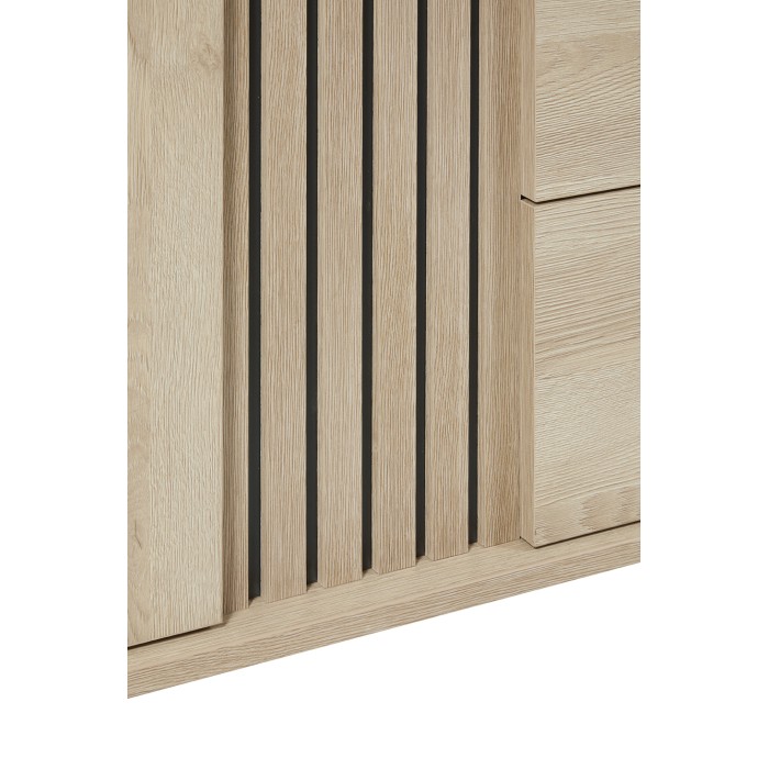Meuble TV LOFT – Chêne clair avec 2 portes et 1 niche – L164 x H64 x P50 cm
