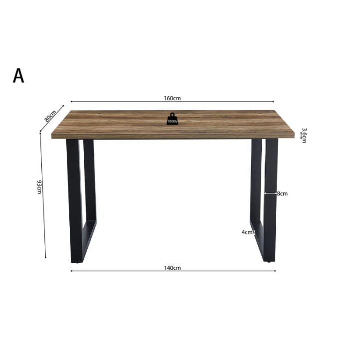 Table à manger EDWAR longueur 160cm en décor exotique mango, idéal pour une salle à manger conviviale