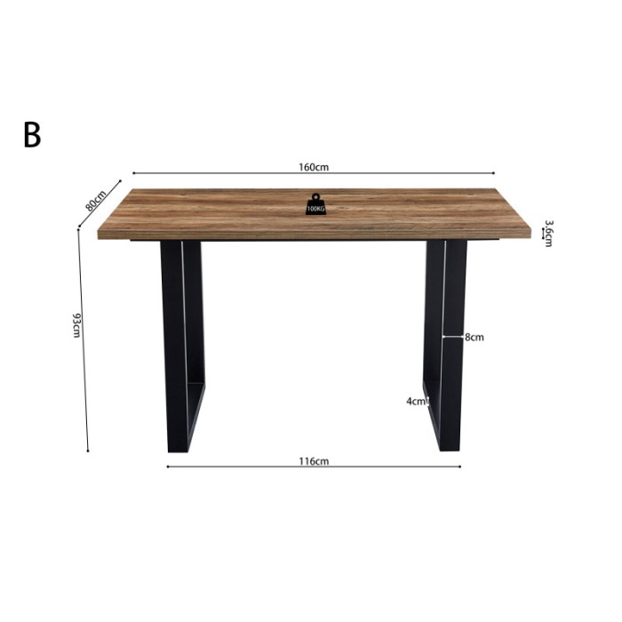 Table à manger EDWAR longueur 160cm en décor exotique mango, idéal pour une salle à manger conviviale