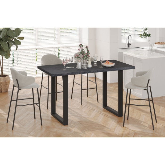 Table à manger EDWAR longueur 160cm en décor brun foncé, idéal pour une salle à manger conviviale