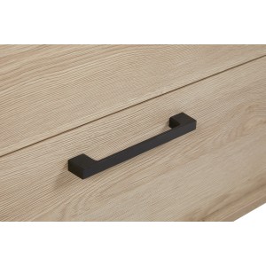 Buffet design 220cm avec 2 portes et 3 tiroirs pour salon couleur chêne clair collection LOFT pieds en métal