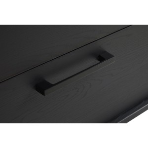 Buffet design 165 cm avec porte et 3 tiroirs pour salon, couleur noir et chêne, collection LOFT, pieds en métal