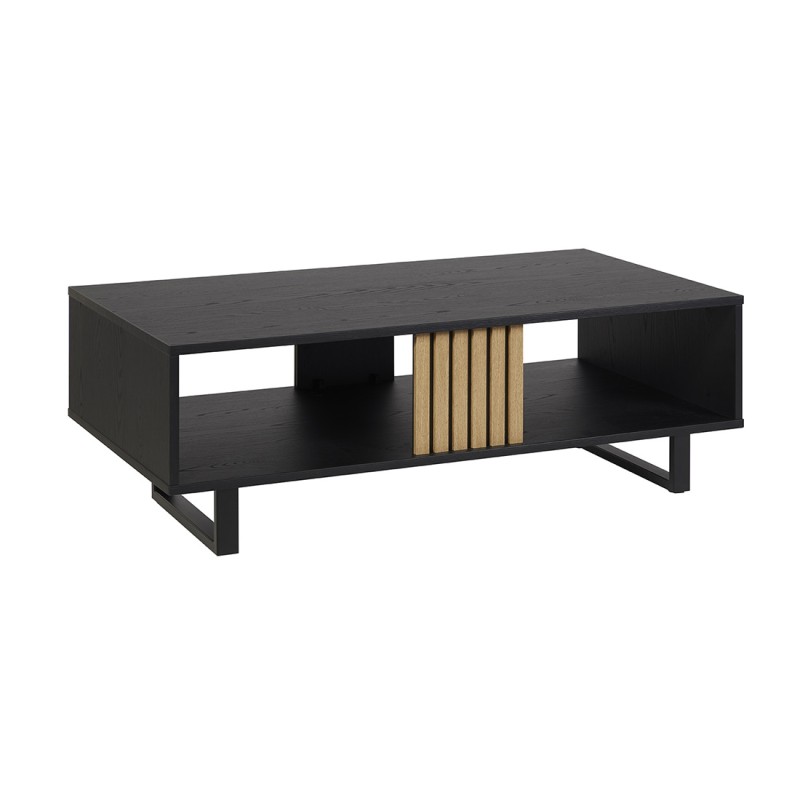 Table basse robuste collection LOFT Coloris noir et chêne. Pieds en métal noir