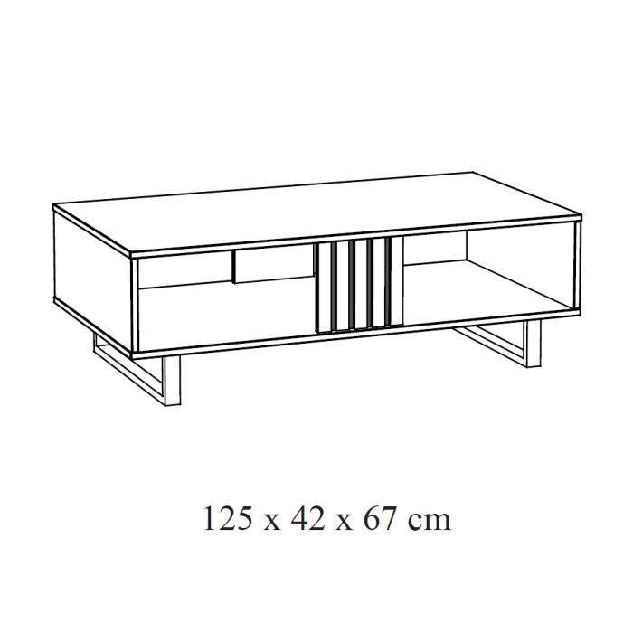 Table basse robuste collection LOFT Coloris noir et chêne. Pieds en métal noir