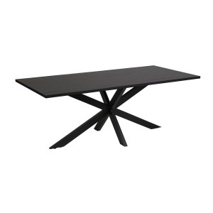 Table de salle à manger LOFT – 8 personnes noir effet bois et pieds métal