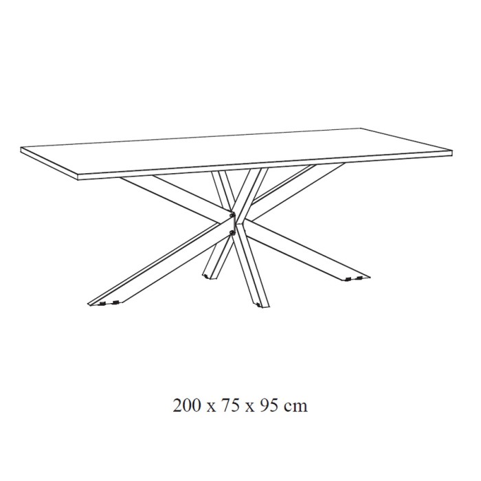 Table de salle à manger LOFT – 10 personnes noir effet bois et pieds métal