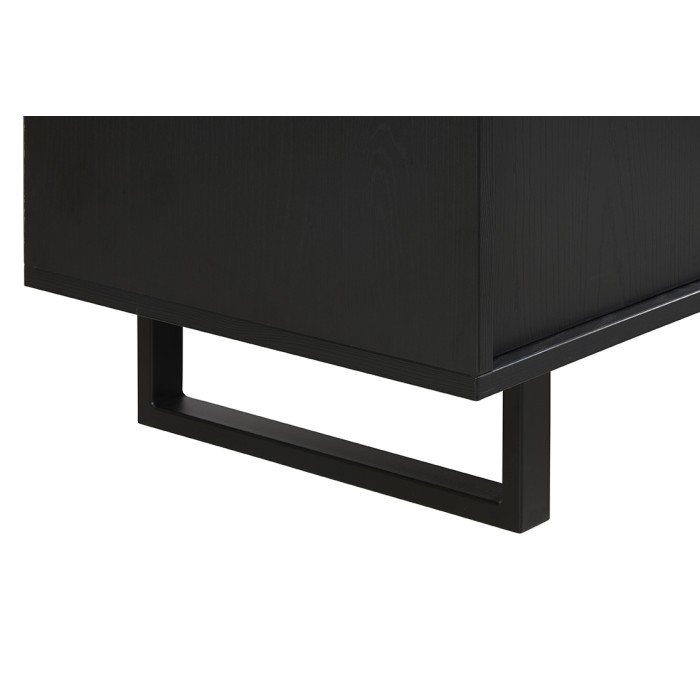 Meuble TV LOFT – Noir et chêne avec 2 portes et 1 niche – L164 x H64 x P50 cm