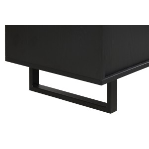 Meuble TV LOFT – Noir et chêne avec 2 portes et 1 niche – L164 x H64 x P50 cm