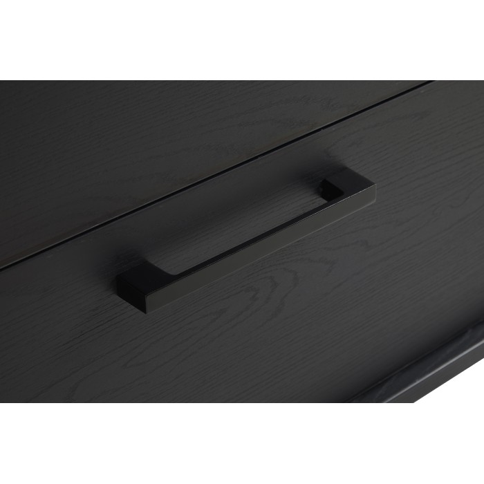 Meuble TV LOFT – Noir et chêne avec 2 portes et 1 niche – L164 x H64 x P50 cm
