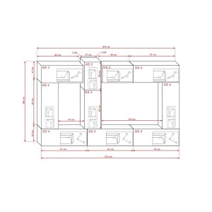 Ensemble de meubles de salon noir et blanc suspendus collection CEPTO XXII. 273cm, 10 meubles, leds, modulables.